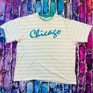 Vintage striped Chicago tee with green underlining size XL